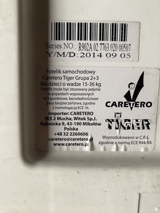 Fotelik samochodowy Caretero Tiger Czarny 15-36Kg