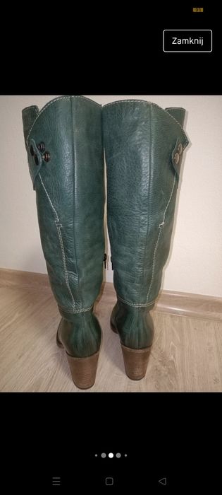 Skórzane włoskie kozaki khaki