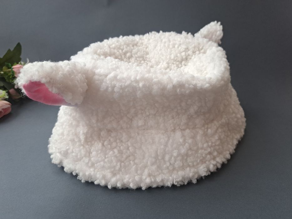 Женская детская шапка панама с ушками белая