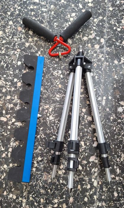 Suporte telescópico para canas, alumínio + dois acessórios-Novo