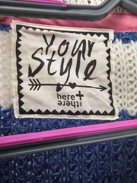 Sweter uniseks, akryl, w paski