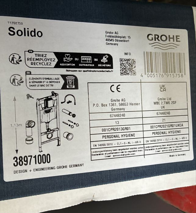 GROHE Інсталяція для підвісного унітаза 2в1 з кріпленням