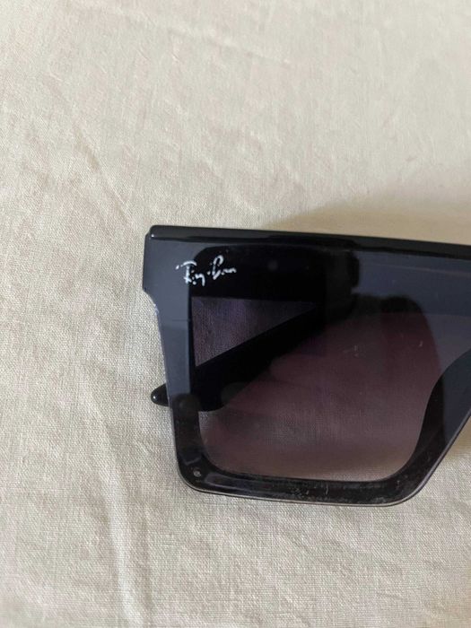 Óculos de sol quadrados oversize pretos Ray Ban, lentes degradê