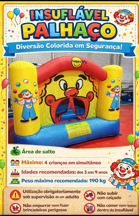 Aluguer Insuflável castelo, palhaço, mascote Panda