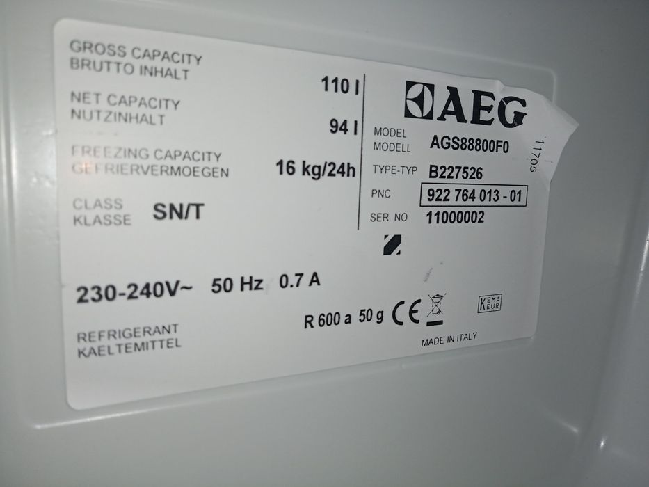 Встраиваемая морозильная камера AEG AGS88800 87см из Германии Гарантия