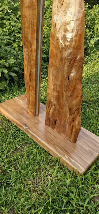 Drewniana lampa stojąca Led