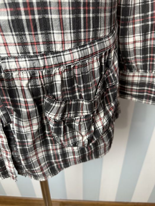 Elegancka tunika koszula z długim rękawem na guziki w kratkę 38 M