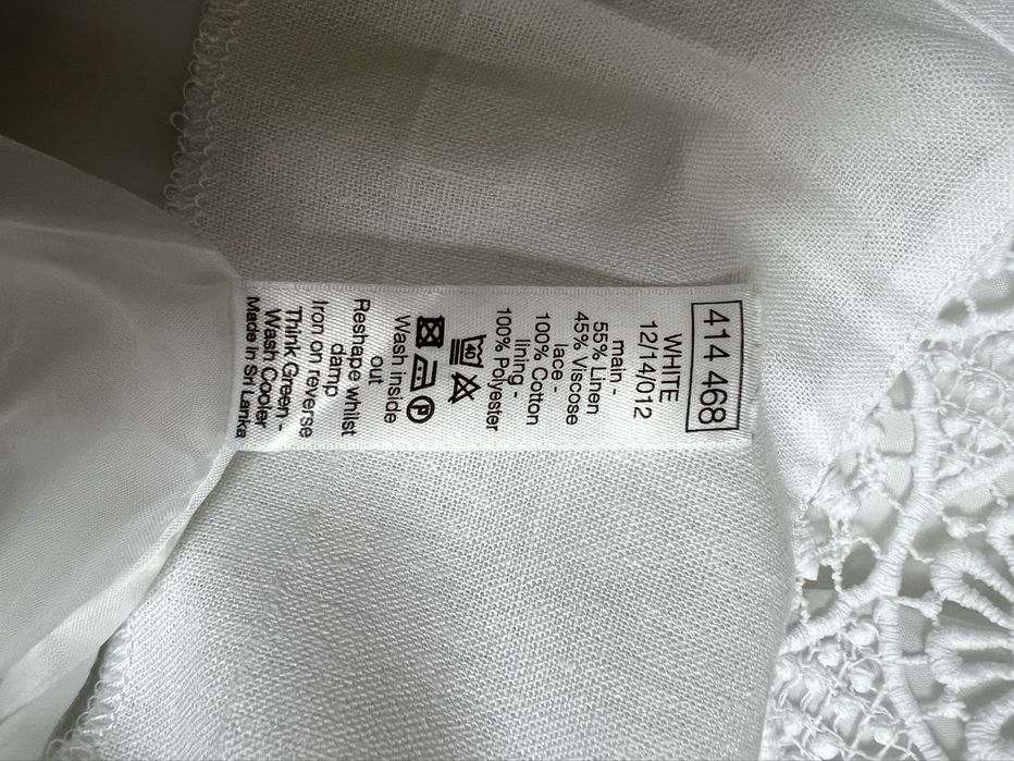 Sukienka, biała, elegancka, len, wiskoza, rozmiar XL