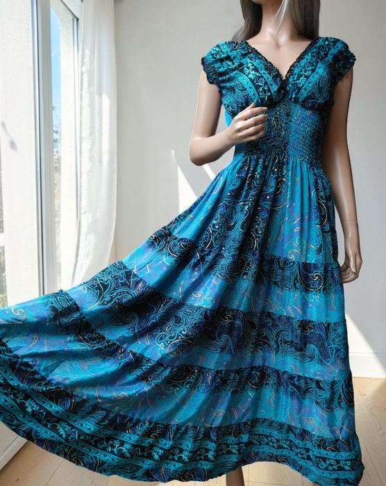 Sukienka letnia boho mix niebieski