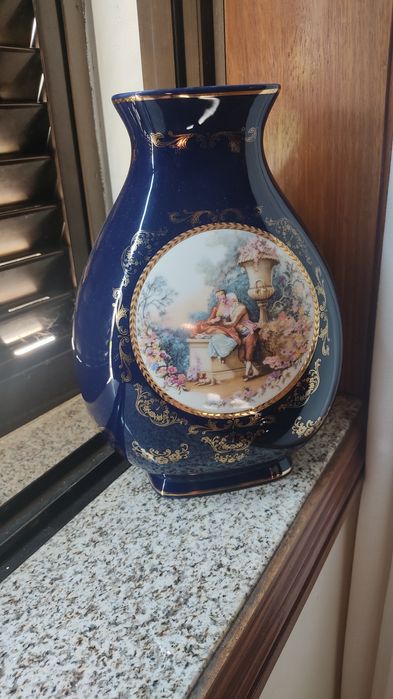 Conjunto 3 Vasos Estilo Limoges Azul Cobalto com Douração – Vintage Cl