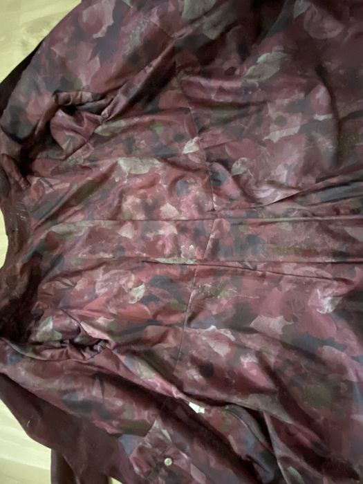 Bordowy rozkloszowany 46 3XL długi płaszcz damski skóra