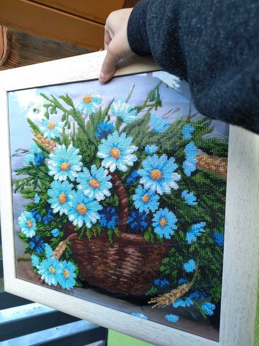 Obrazek haftowany koralikami, ręczna robota