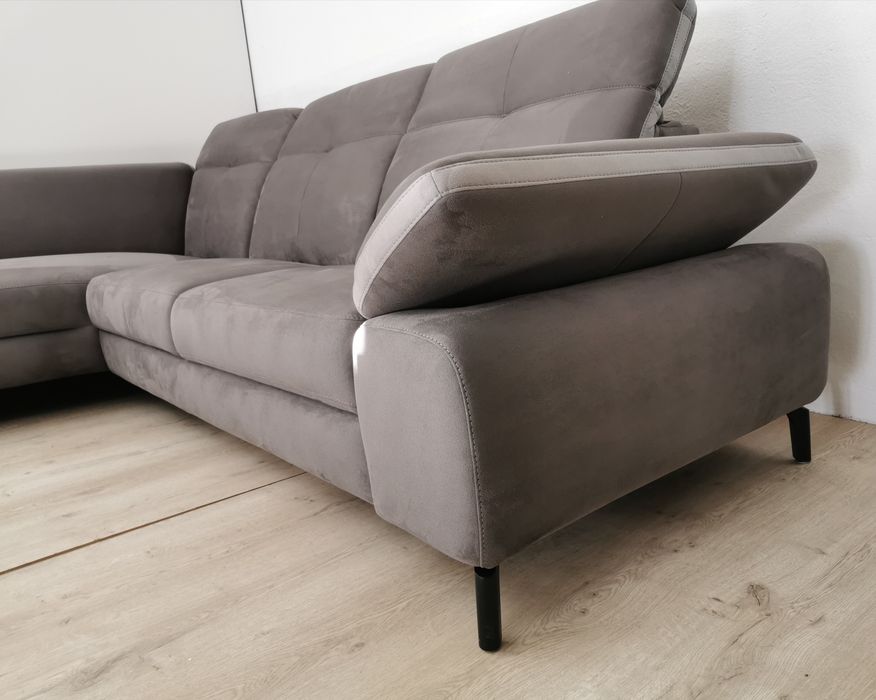 Narożnik Rom szary Carbon Alcantara naturalna