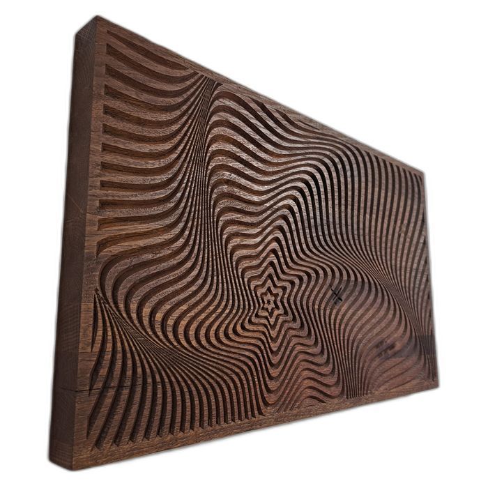 Abstrakcyjna dekoracja z drewna 3D 53 × 31 cm – hipnotyczny wzór