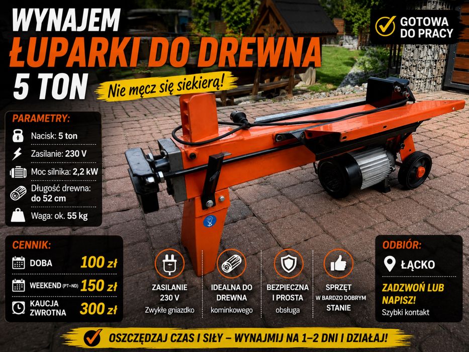 Łuparka hydrauliczna 5T – Wynajem | Drewno kominkowe