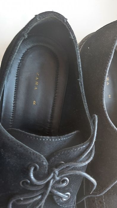 Męskie czarne buty skórzane zamszowe zara