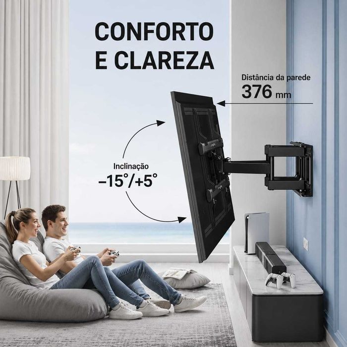 Suporte de parede para TV de 37-85 polegadas, giratório e inclinado