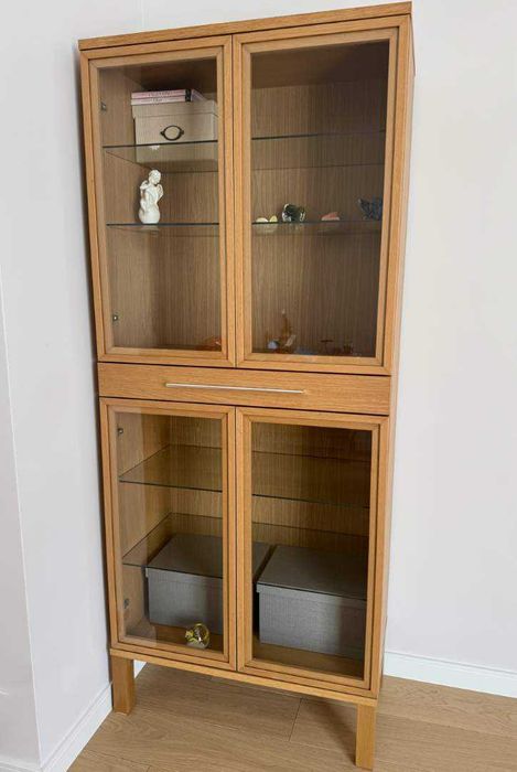 Witryna 190x80x40cm - fornir dębowy, szklane drzwi