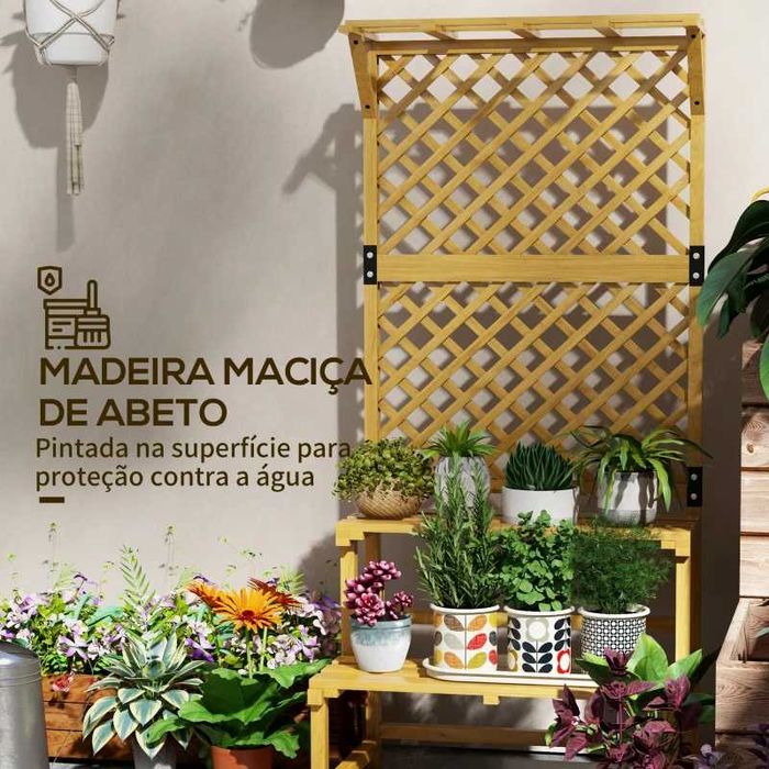 Suporte de Madeira para Plantas - 75x50x166 cm - Natural
