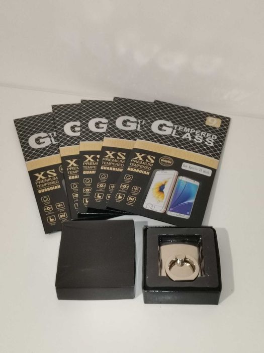 Uchwyt do telefonu RINGO/PopSocket + Szkło hartowane 9H x 5 sztuk