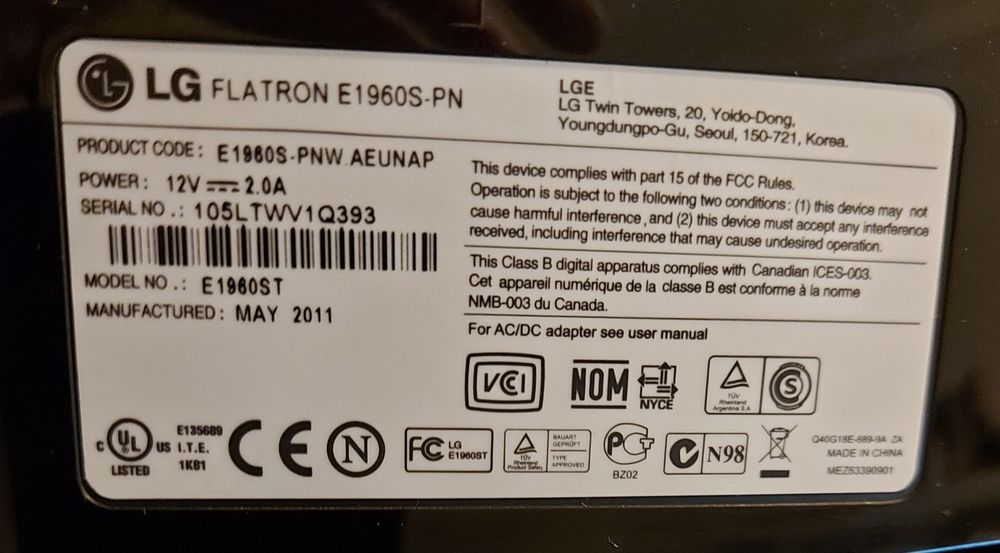 Monitor LG 18.5'