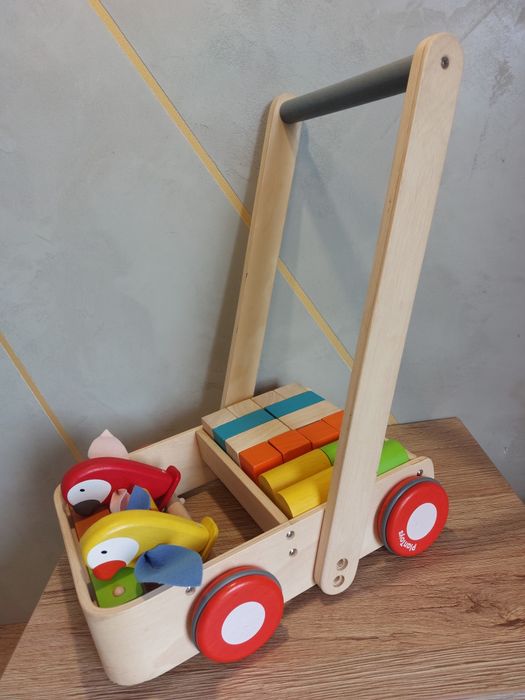 Plan Toys Bird Walker – drewniany chodzik/pchacz z klockami
