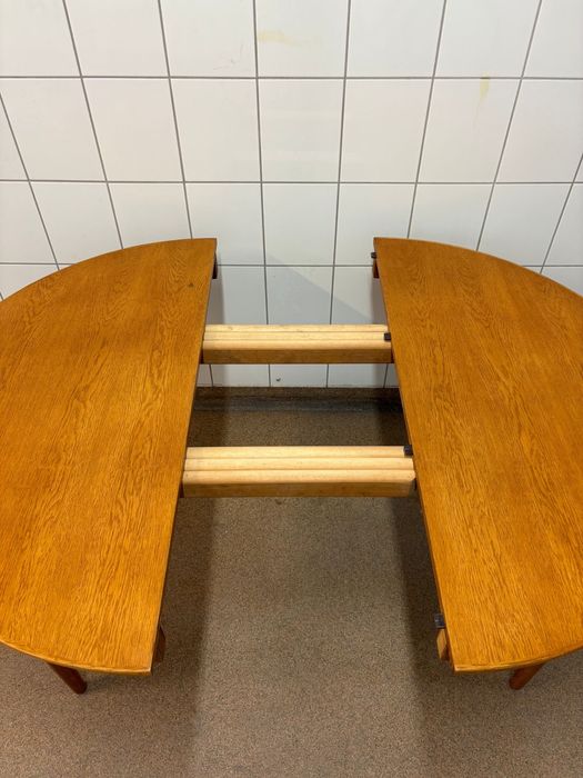 Stół okrągły dębowy rozkładany lata 60 vintage