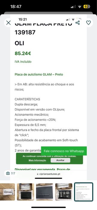 Placa de comando autoclismo GLAM OLI 139187 - NOVO