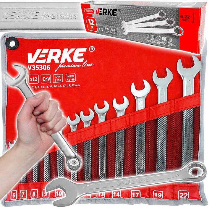 Mocne Klucze Płasko Oczkowe 6-22mm Zestaw VERKE