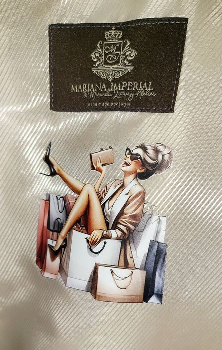 Casaco couro dourado autêntico e Raposa