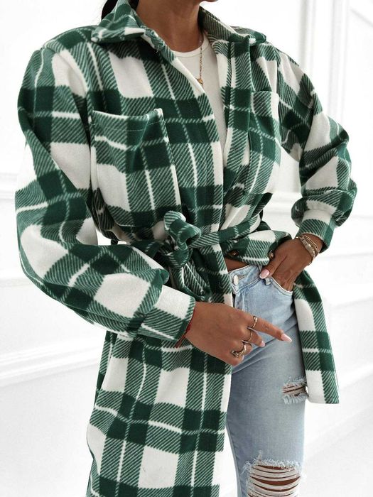 Kurteczka flanelowa  W kratę, Koszula ,Wiskoza