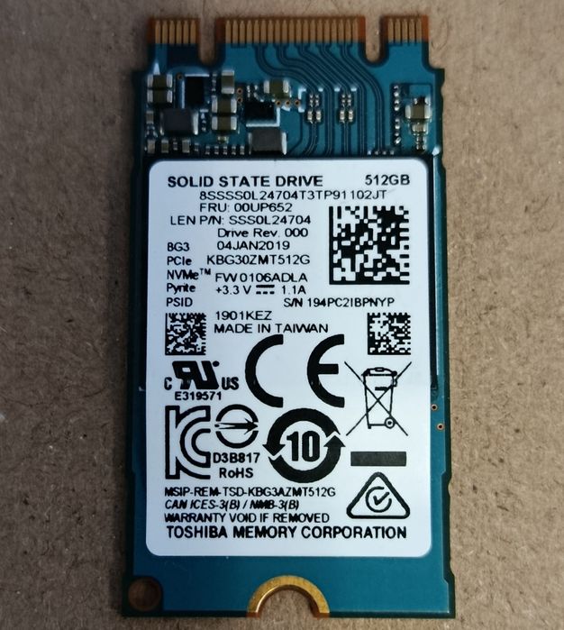 SSD NVMe M.2 2242 Toshiba 512 GB