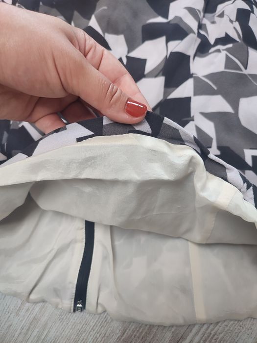 Strenesse 36 S bluzka damska elegancka pepitka podszewka zamek slim