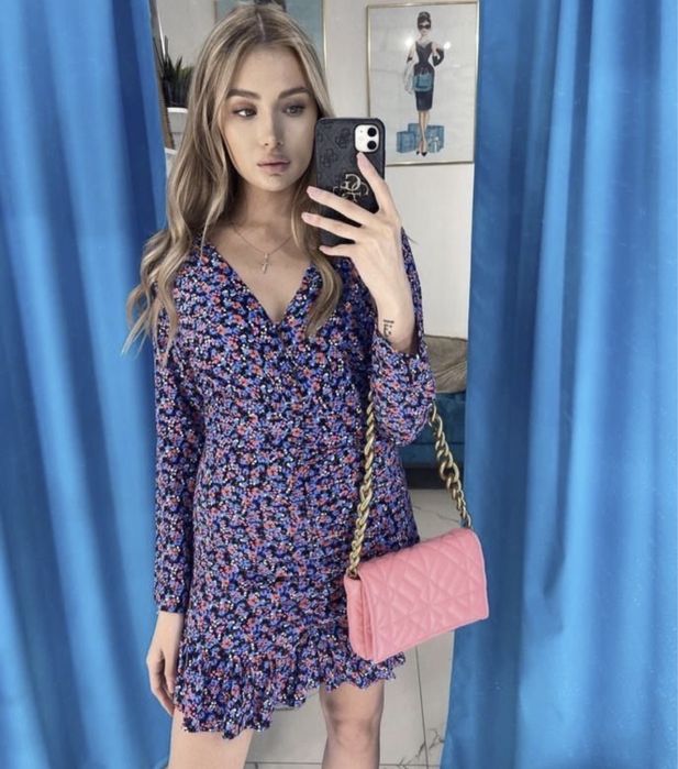 Льняна Сукня плаття атласна сатинова сарафан міді атласна сатинова в принт zara