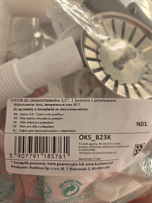 Zlew jdnokomorowy ze stali nierdzewnej +syfon +bateria