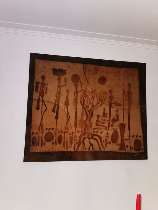 Conjunto Estatuetas africanas e painel