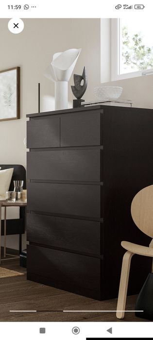 Cómoda com 6 gavetas, pret-cast, 80x123cm