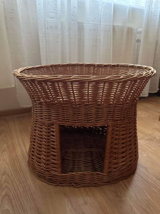 Wiklinowy domek dla kota budka z wikliny legowisko