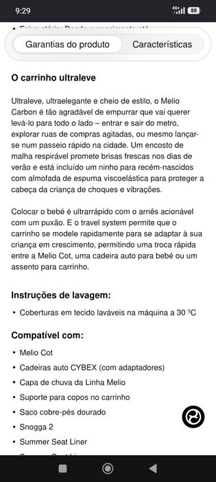 Carrinho de criança cibex Melio Carbon