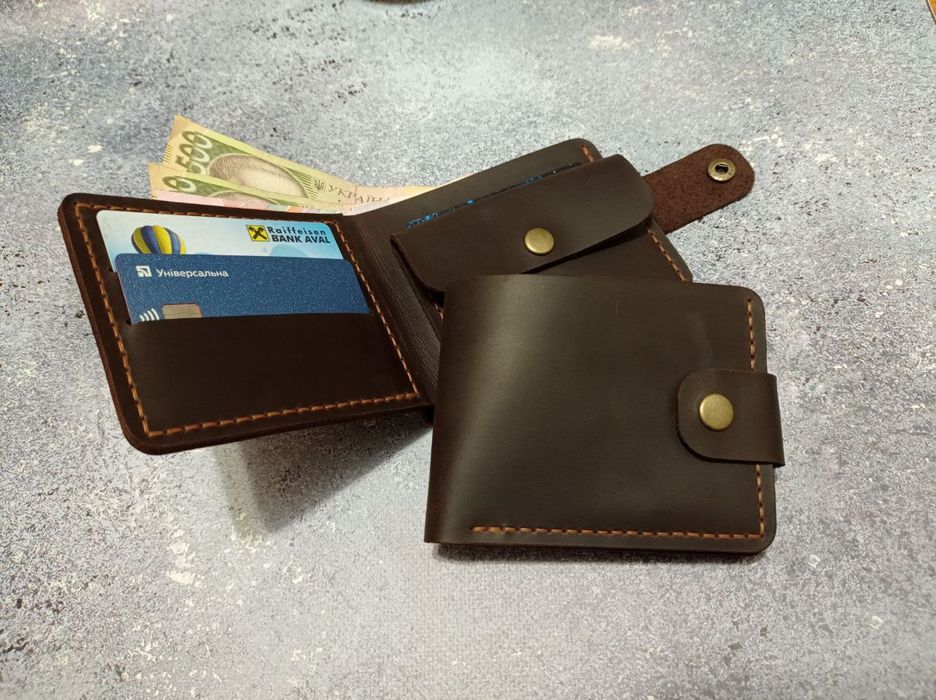 Стильний компактний шкіряний гаманець портмоне ручної роботи кошелек