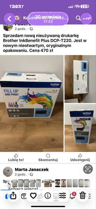 Drukarka Brother  DCP-T220 użyta ok 10 razy Nowa cena