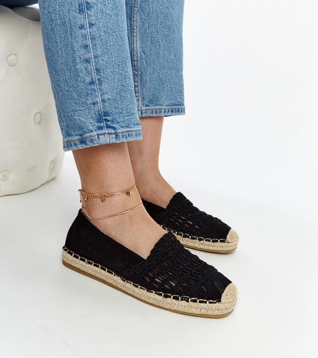 Czarne ażurowe espadryle Gordana