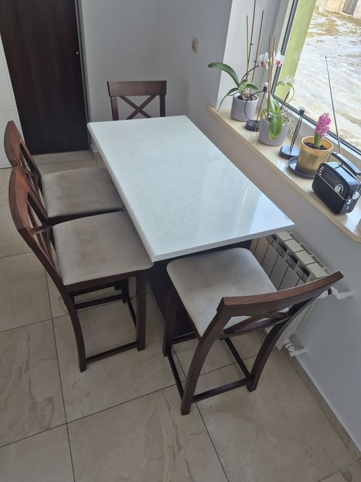 Wyspa stół i 4 hokery krzesła kuchenne meble