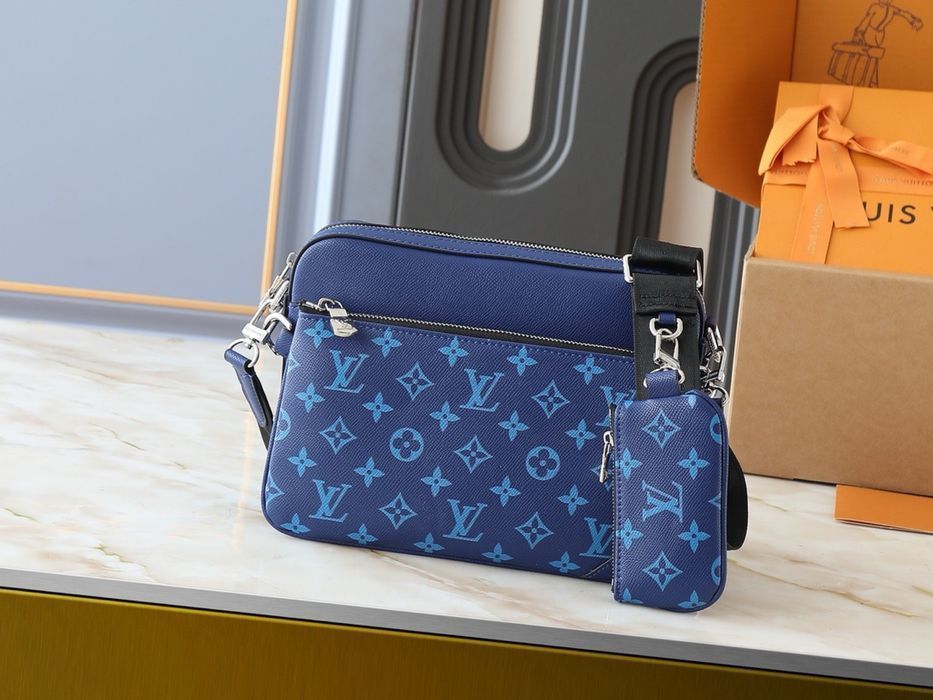 LOUIS VUITTON TRIO 3v1 messenger blue синяя мужская сумка кожаная