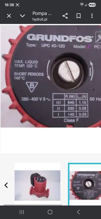 Pompa obiegowa Grundfos UPC 40-120  moc 400V