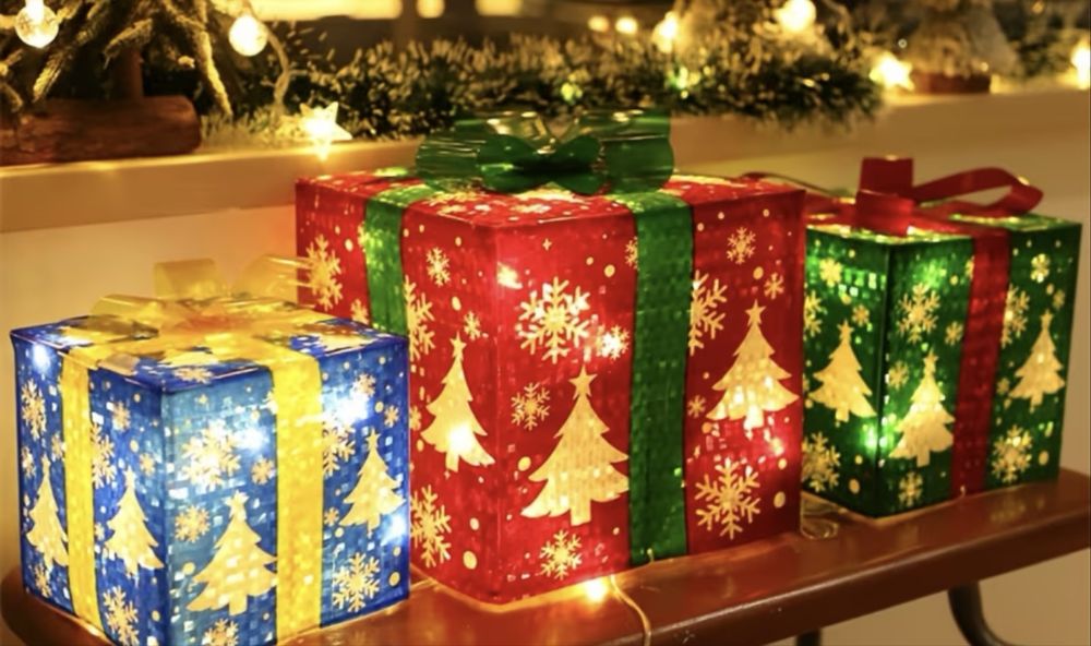 Набір з 3 шт подарункових світлодіодних коробок