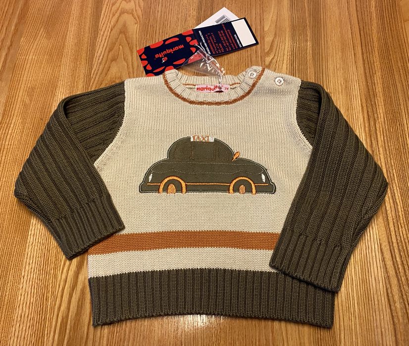 Sweterek dzianinowy chłopięcy 74 cm Mariquita mowy