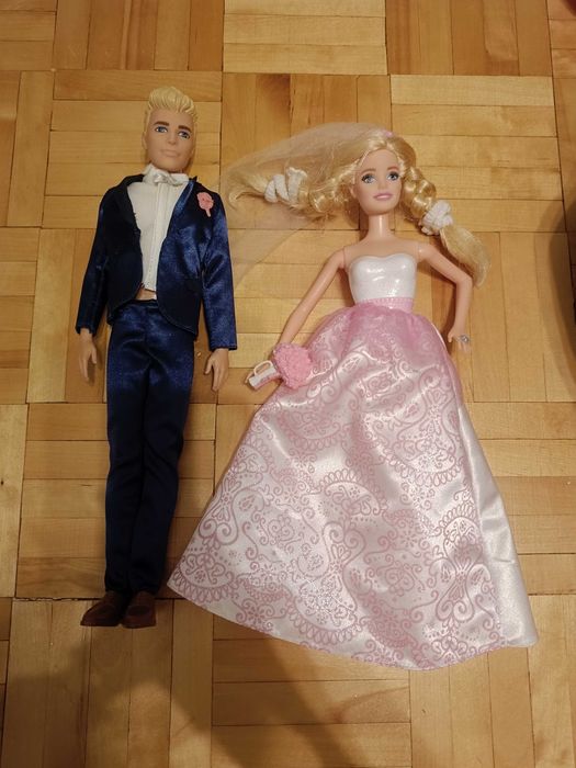 Barbie para młoda lalki Ken ślub suknia ślubna