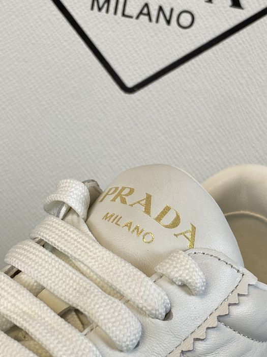 Prada 37-40 Downtown White Platform Sneakers