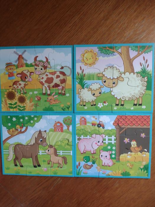 puzzle 4w1 zwierzęta na wsi